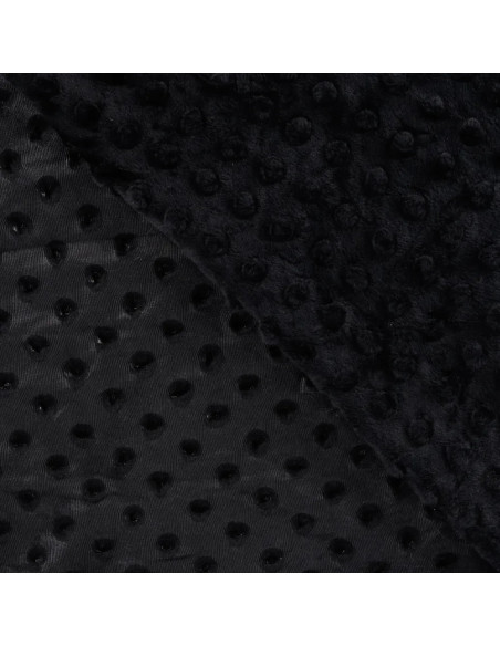 Tissu, Polaire Minky Pois Reliefs, Noir Intense, Laize 150 cm, 100% Polyester 255g/m²