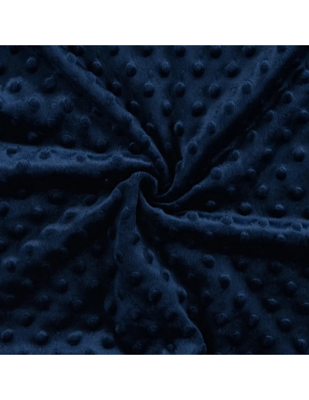 Tissu, Polaire Minky Pois Reliefs, Bleu Marine, Laize 150 cm, 100% Polyester 255g/m²
