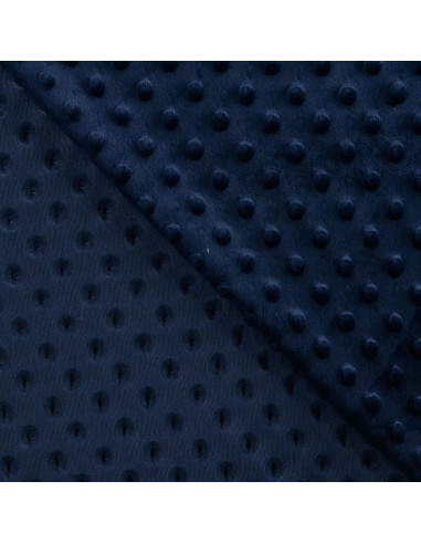 Tissu, Polaire Minky Pois Reliefs, Bleu Marine, Laize 150 cm, 100% Polyester 255g/m²