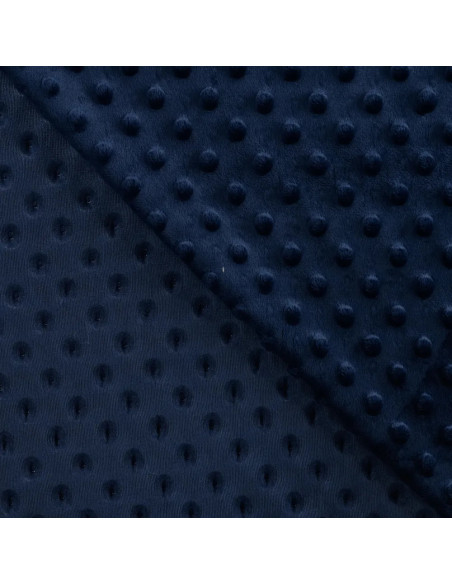 Tissu, Polaire Minky Pois Reliefs, Bleu Marine, Laize 150 cm, 100% Polyester 255g/m²