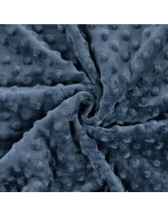 Tissu, Polaire Minky Pois Reliefs, Bleu Jeans, Laize 150 cm, 100% Polyester 255g/m²
