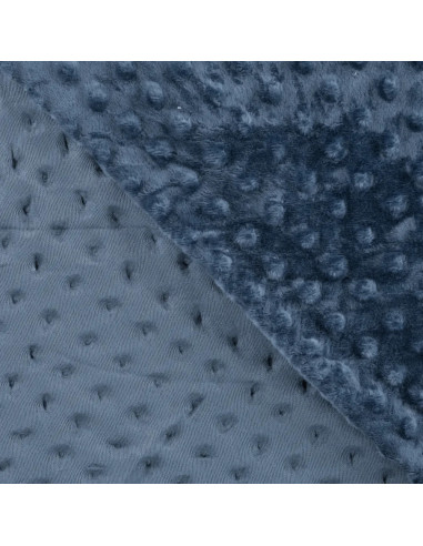 Tissu, Polaire Minky Pois Reliefs, Bleu Jeans, Laize 150 cm, 100% Polyester 255g/m²