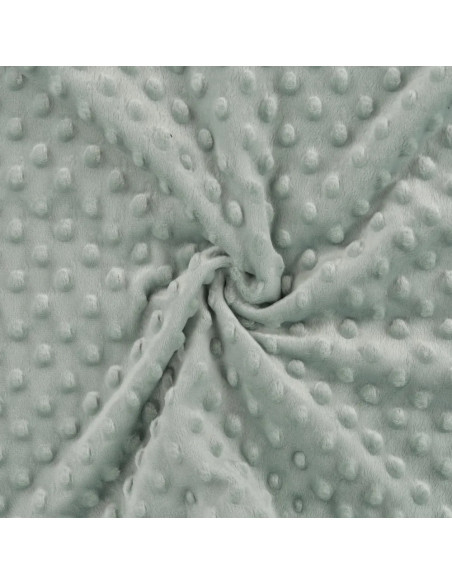 Tissu, Polaire Minky à Pois Reliefs, Vert Pâle, Laize 150 cm, 100% Polyester 255g/m²