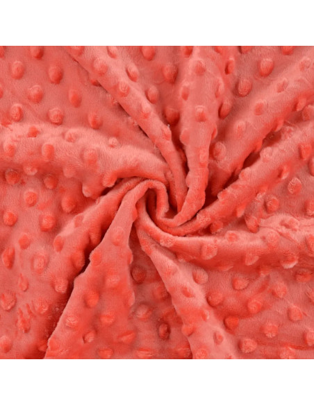 Tissu, Polaire Minky Pois Reliefs, Pêche, Laize 150 cm, 100% Polyester 255g/m²