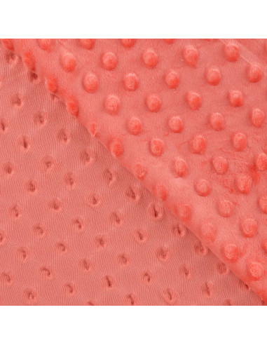 Tissu, Polaire Minky Pois Reliefs, Pêche, Laize 150 cm, 100% Polyester 255g/m²