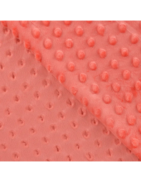 Tissu, Polaire Minky Pois Reliefs, Pêche, Laize 150 cm, 100% Polyester 255g/m²