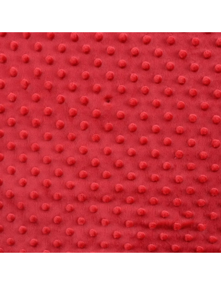 Tissu, Polaire Minky Pois Reliefs, Rouge Framboise, Laize 150 cm, 100% Polyester 255g/m²