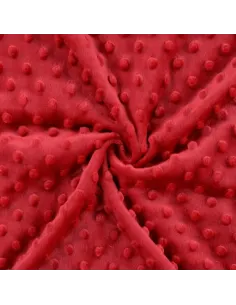 Tissu, Polaire Minky Pois Reliefs, Rouge Framboise, Laize 150 cm, 100% Polyester 255g/m²