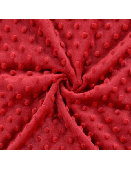 Tissu, Polaire Minky Pois Reliefs, Rouge Framboise, Laize 150 cm, 100% Polyester 255g/m²