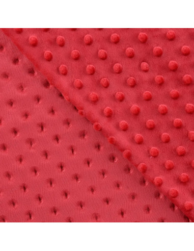 Tissu, Polaire Minky Pois Reliefs, Rouge Framboise, Laize 150 cm, 100% Polyester 255g/m²