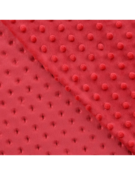 Tissu, Polaire Minky Pois Reliefs, Rouge Framboise, Laize 150 cm, 100% Polyester 255g/m²