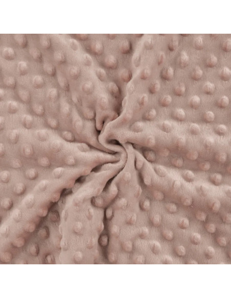 Tissu, Polaire Minky Pois Reliefs, Rose Poudré, Laize 150 cm, 100% Polyester 255g/m²