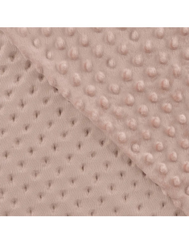 Tissu, Polaire Minky Pois Reliefs, Rose Poudré, Laize 150 cm, 100% Polyester 255g/m²