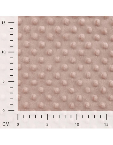 Tissu, Polaire Minky Pois Reliefs, Rose Poudré, Laize 150 cm, 100% Polyester 255g/m²