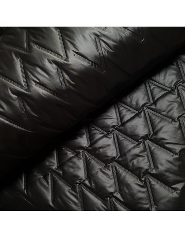 Tissu, Matelassé Uni, Noir Profond, Laize 140 cm, 100% Polyester