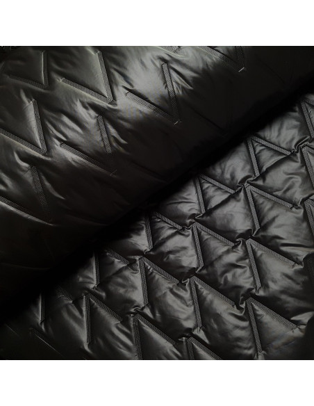 Tissu, Matelassé Uni, Noir Profond, Laize 140 cm, 100% Polyester