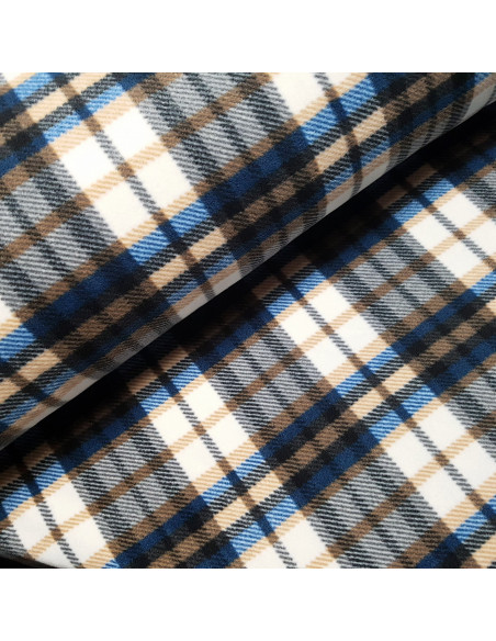 Tissu, Polaire Imprimée Carreaux, Multicolore, Laize 150 cm, 100% Polyester