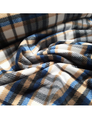 Tissu, Polaire Imprimée Carreaux, Multicolore, Laize 150 cm, 100% Polyester