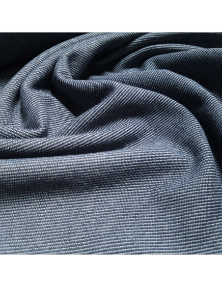 Tissu, Jersey Maille Aspect Jean, Bleu Denim, Laize 145 cm, Polyester Coton Élasthanne