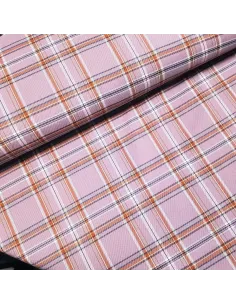 Tissu, Tartan Écossais Chic, Mauve et Terra Cotta, Laize 145 cm, Polyester Viscose Spandex 324g/ml