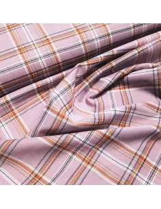 Tissu, Tartan Écossais Chic, Mauve et Terra Cotta, Laize 145 cm, Polyester Viscose Spandex 324g/ml 2