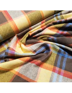Tissu, Tartan Écossais Classique, Jaune Vif, Rouge Carmin et Noir, Laize 145 cm, Polyester et Coton 218g/m² 2