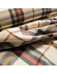 Tissu, Tartan Écossais, Écru Doux et Terra Cotta Chaleureux, Laize 145 cm, Viscose Polyester Spandex 324g/ml 2