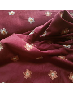 Velours milleraies, fleurs brodées 2
