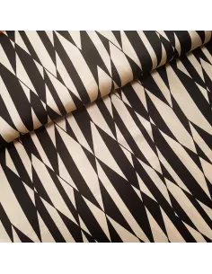 Tissu, Crêpe Graphique, Noir et Beige, Laize 145 cm, 100% Polyester
