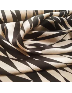 Tissu, Crêpe Graphique, Noir et Beige, Laize 145 cm, 100% Polyester 2