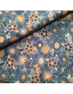 Viscose fleurs, marine