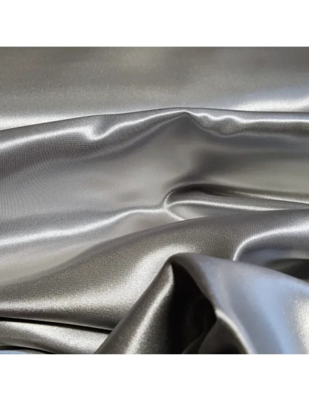Tissu, Doublure Satin Unie, Gris Argenté, Laize 150 cm, 100% Polyester
