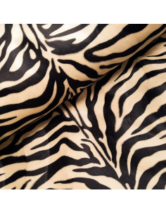 Tissu, Imitation Peau de Zèbre, Noir & Blanc, Laize 150 cm, 100% Polyester