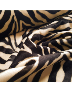 Tissu, Imitation Peau de Zèbre, Noir & Blanc, Laize 150 cm, 100% Polyester 2