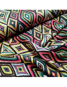 Tissu, Crêpe Léger Imprimé, Losanges Multicolores, Laize 145 cm, 100% Polyester 2