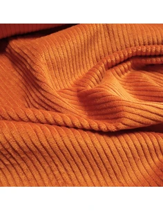 Tissu, Velours Larges Côtes Uni, Orange, Laize 142 cm, 100% Coton 398g/m² 2