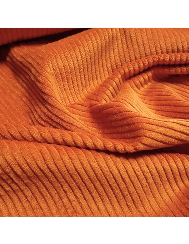Tissu, Velours Larges Côtes Uni, Orange, Laize 142 cm, 100% Coton 398g/m²