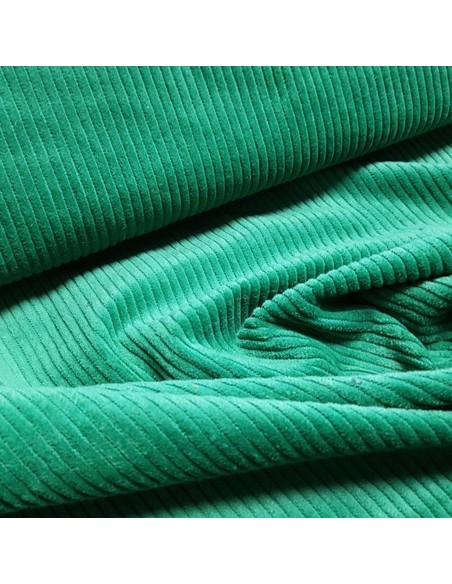 Tissu, Velours Larges Côtes, Vert, Laize 142 cm, 100% Coton 397.6g/ml