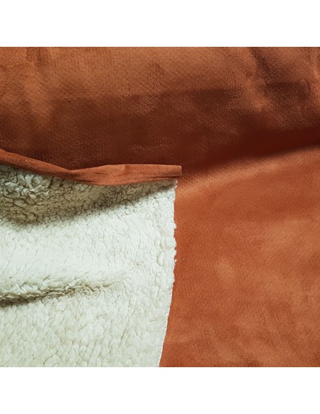 Tissu, Lainage Mouton Retourné, Terra Cotta, Laize 145 cm, 92% Polyester 8% Élasthanne