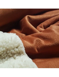 Tissu, Lainage Mouton Retourné, Terra Cotta, Laize 145 cm, 92% Polyester 8% Élasthanne 2