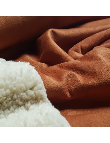 Tissu, Lainage Mouton Retourné, Terra Cotta, Laize 145 cm, 92% Polyester 8% Élasthanne