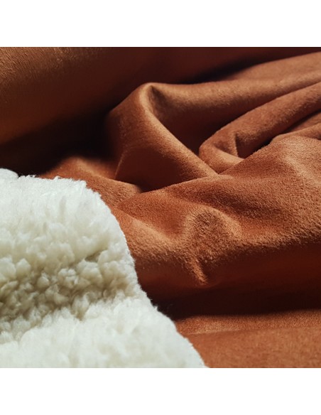 Tissu, Lainage Mouton Retourné, Terra Cotta, Laize 145 cm, 92% Polyester 8% Élasthanne