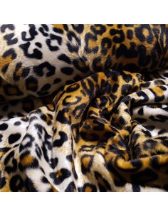 Tissu, Imitation Peau de Léopard, Marron Noir Beige, Laize 150 cm, 100% Polyester 2