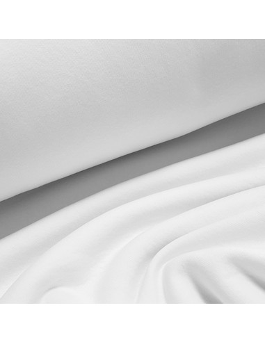 Tissu, Molleton Sweat Épais Uni, Blanc, Laize 160 cm, 70% Coton 30% Polyester OEKO-TEX