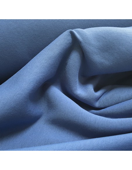 Tissu, Sweat Épais Uni, Bleu Azur, Laize 160 cm, Molleton Coton Polyester