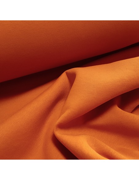Tissu, Molleton Sweat Épais Uni, Orange Vif, Laize 160 cm, Coton Polyester Oeko-Tex