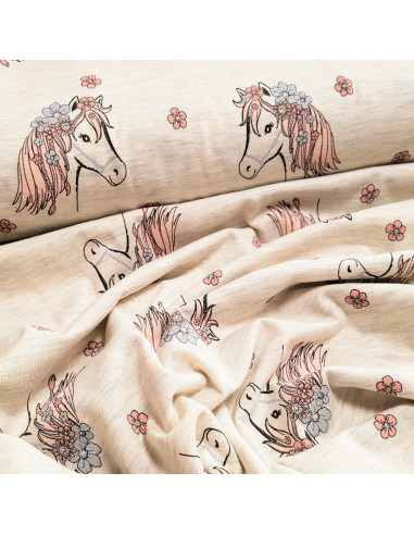 Jersey de coton, cheval et lurex