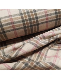 Tissu, Lainage Carreaux, Beige Multicolore, Laize 148 cm, 98% Polyester 2% Laine 2