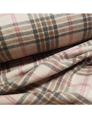 Tissu, Lainage Carreaux, Beige Multicolore, Laize 148 cm, 98% Polyester 2% Laine