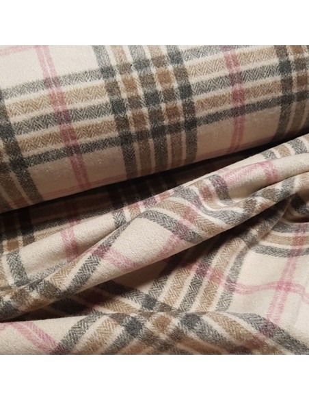 Tissu, Lainage Carreaux, Beige Multicolore, Laize 148 cm, 98% Polyester 2% Laine